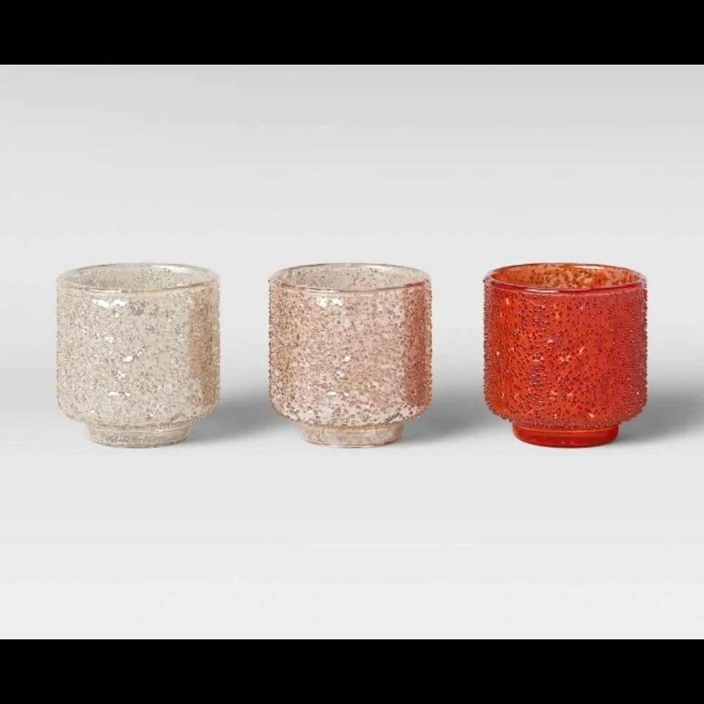 New in box set of 3 opalhouse votive candle holders red pink off white